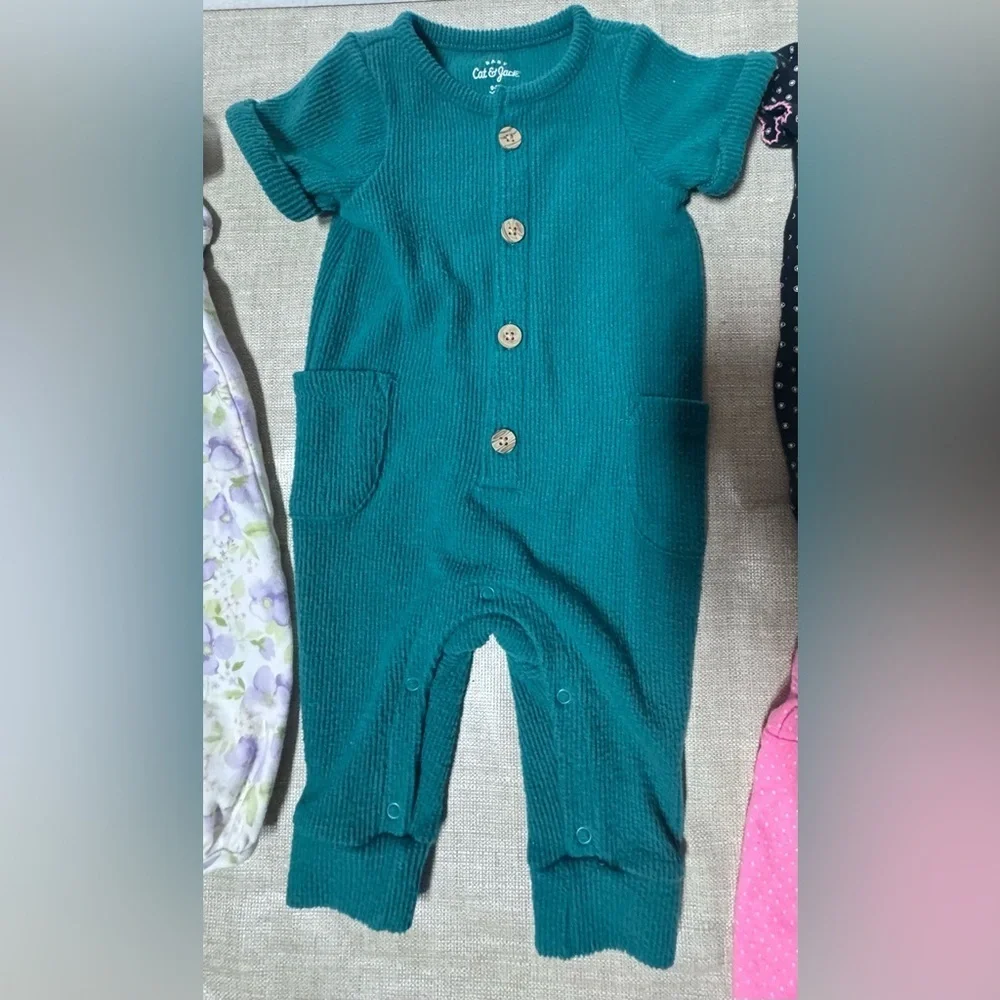Carter's Teal and Floral Jumpsuit Set